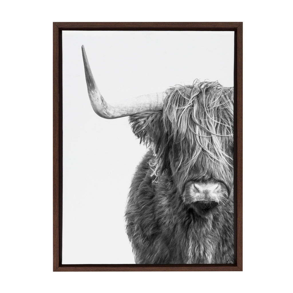 Sylvie B&W Highland Cow No. 1 Framed Canvas by Amy Peterson Art Studio