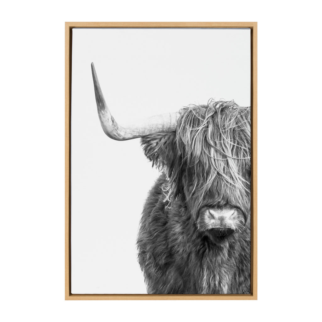 Sylvie B&W Highland Cow No. 1 Framed Canvas by Amy Peterson Art Studio