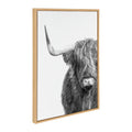 Sylvie B&W Highland Cow No. 1 Framed Canvas by Amy Peterson Art Studio