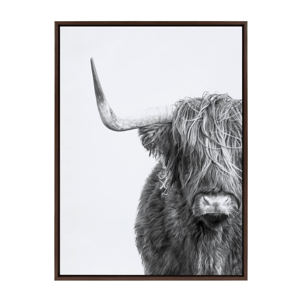 Sylvie B&W Highland Cow No. 1 Framed Canvas by Amy Peterson Art Studio