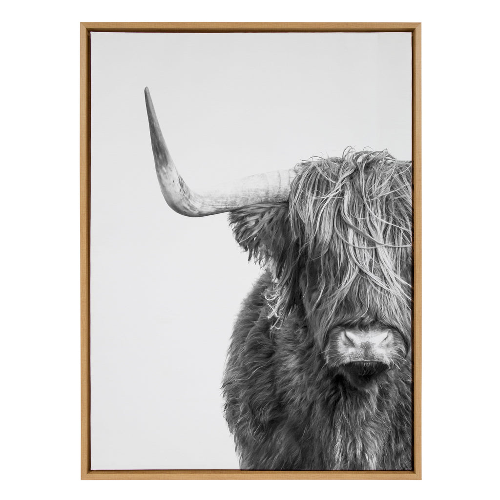 Sylvie B&W Highland Cow No. 1 Framed Canvas by Amy Peterson Art Studio