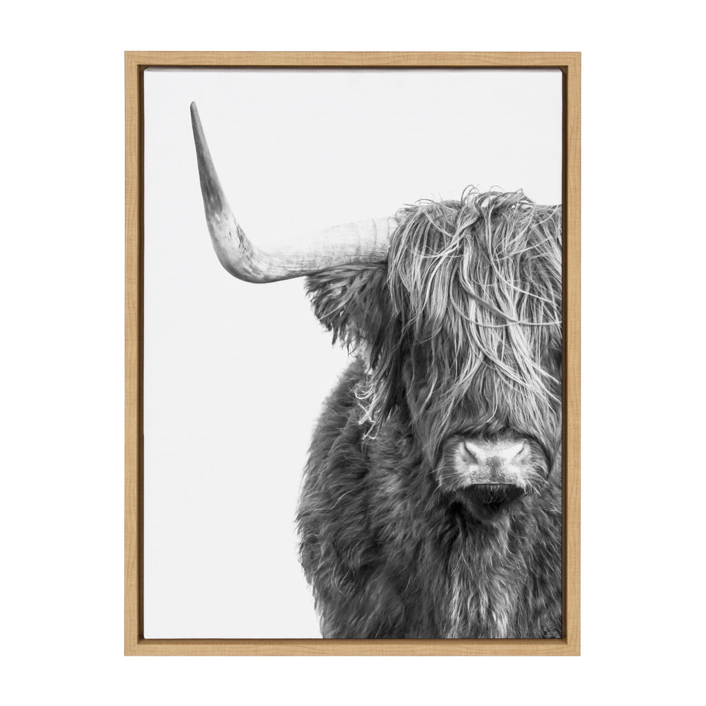Sylvie B&W Highland Cow No. 1 Framed Canvas by Amy Peterson Art Studio