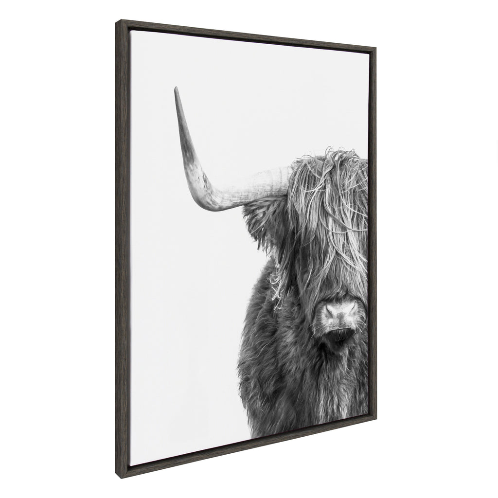 Sylvie B&W Highland Cow No. 1 Framed Canvas by Amy Peterson Art Studio