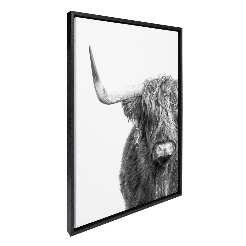 Sylvie B&W Highland Cow No. 1 Framed Canvas by Amy Peterson Art Studio