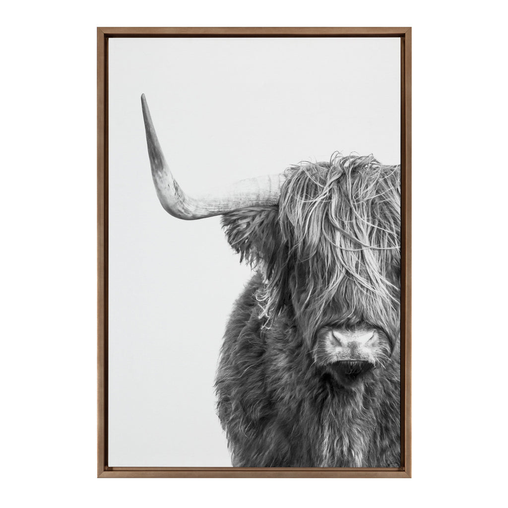 Sylvie B&W Highland Cow No. 1 Framed Canvas by Amy Peterson Art Studio