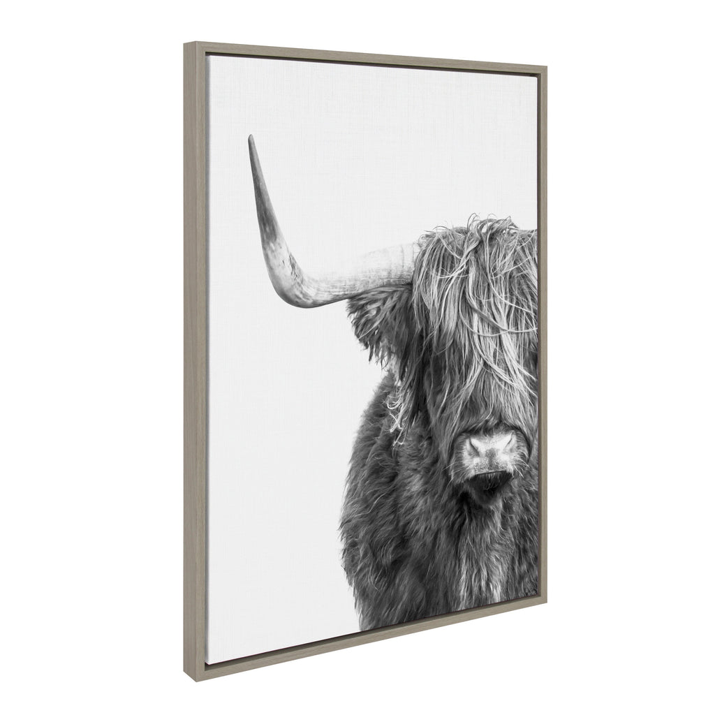 Sylvie B&W Highland Cow No. 1 Framed Canvas by Amy Peterson Art Studio