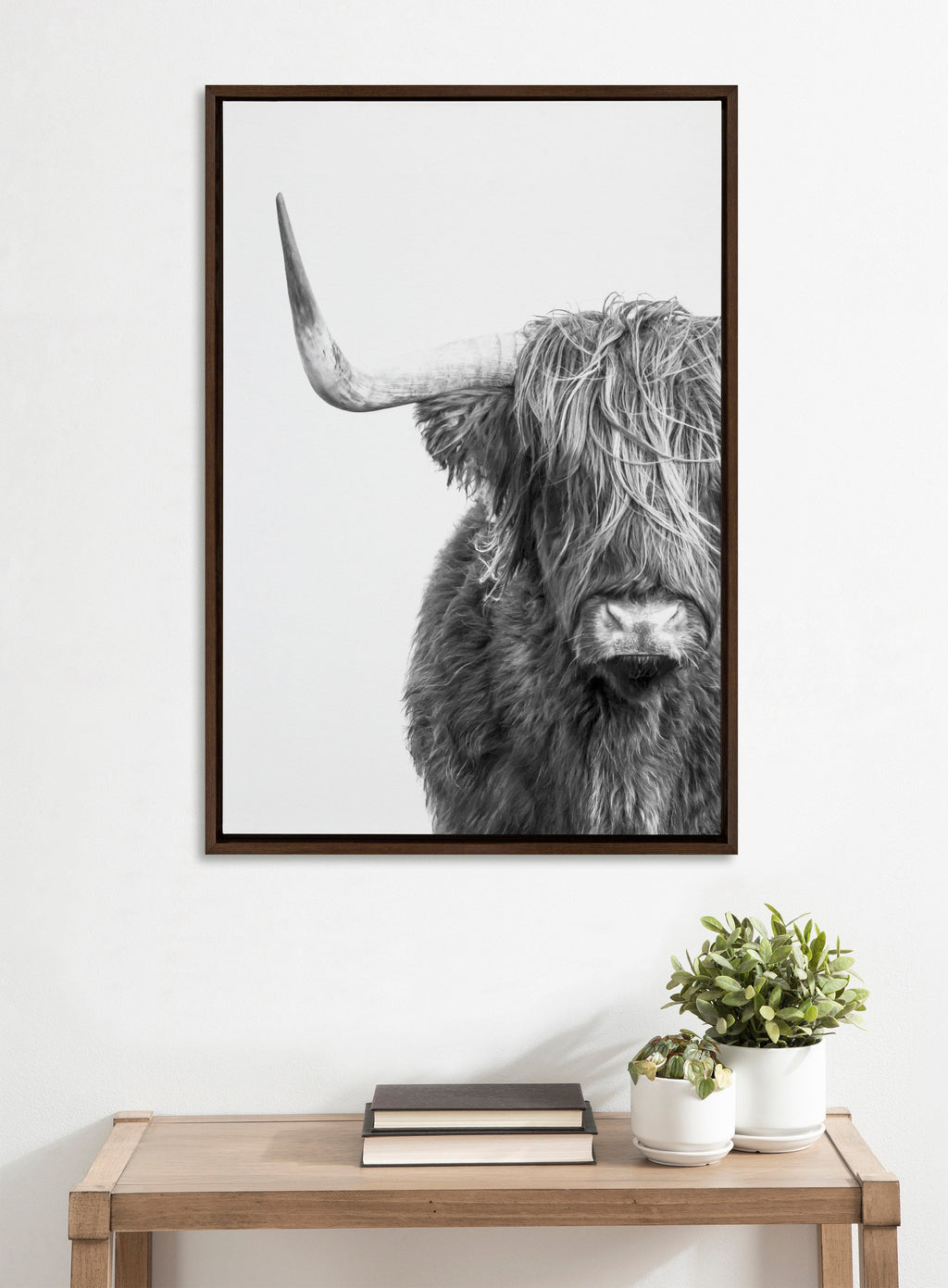 Sylvie B&W Highland Cow No. 1 Framed Canvas by Amy Peterson Art Studio
