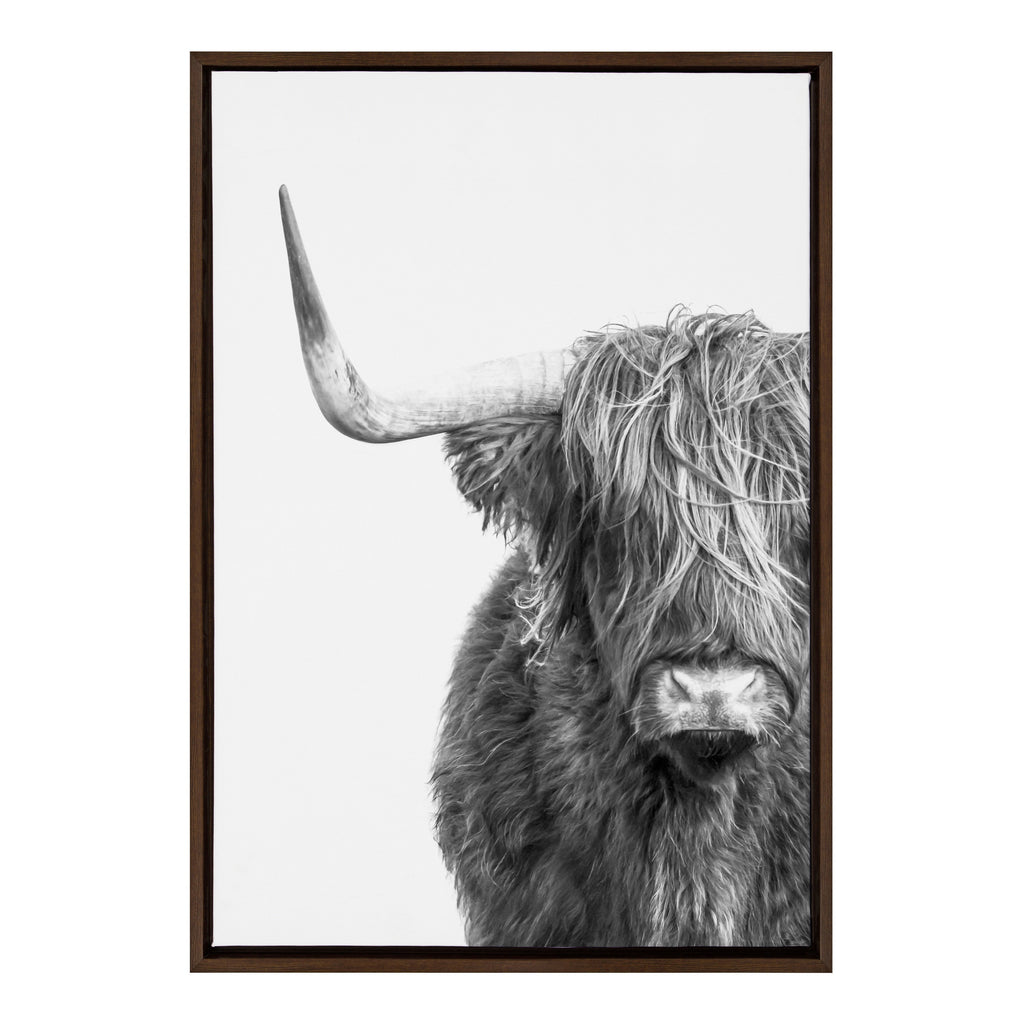 Sylvie B&W Highland Cow No. 1 Framed Canvas by Amy Peterson Art Studio